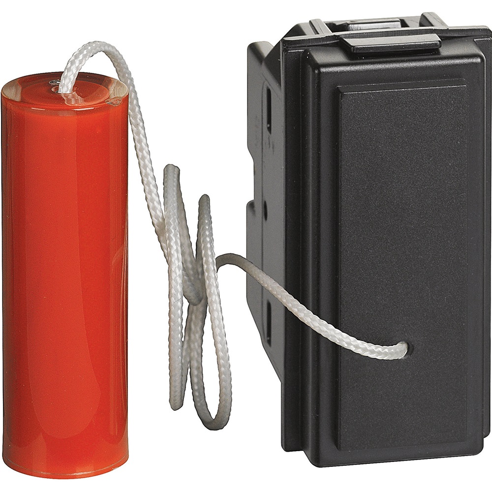 Bticino KG4033 Pulsante a Tirante 10A 250Vac 1P NO - Serie Living Now, 1 Modulo, Colore Nero