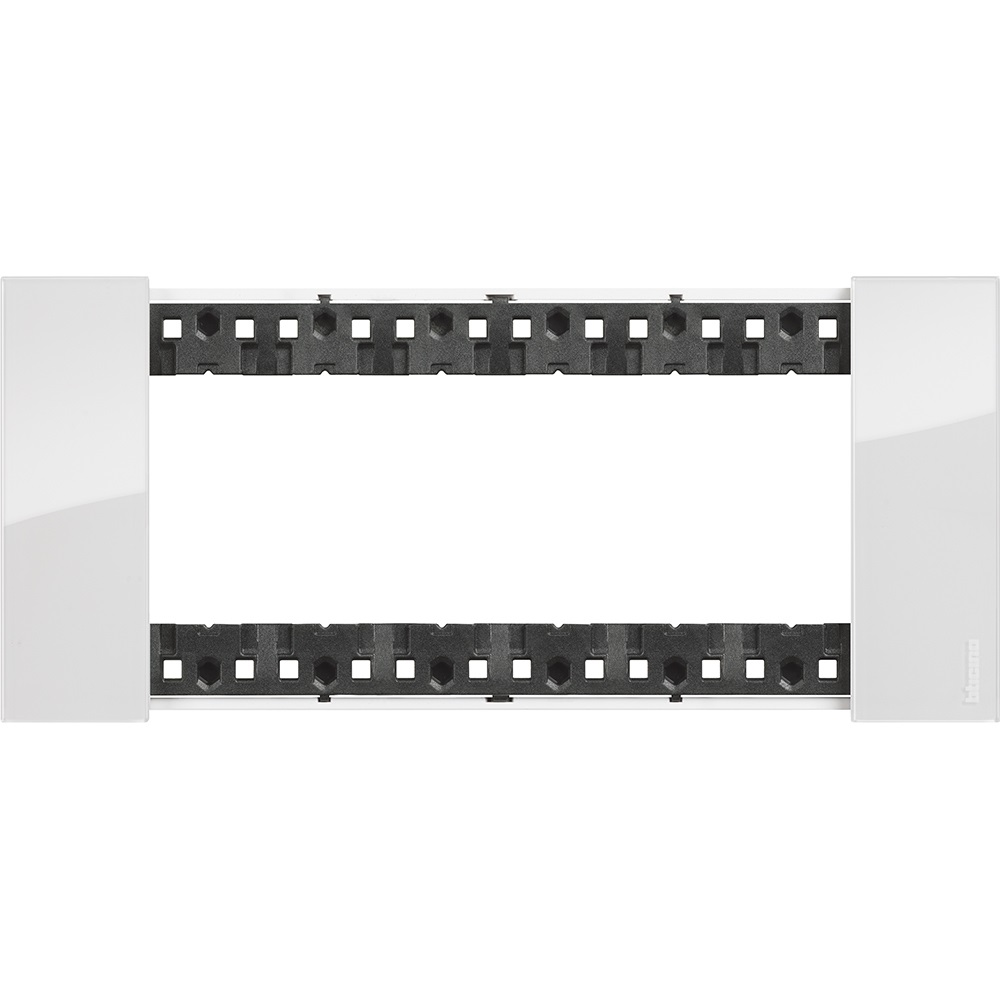 BTICINO Placca Living Now 6 Moduli Ghiaccio KA4806DW - Plastica Bimaterica, 86x192.5 mm