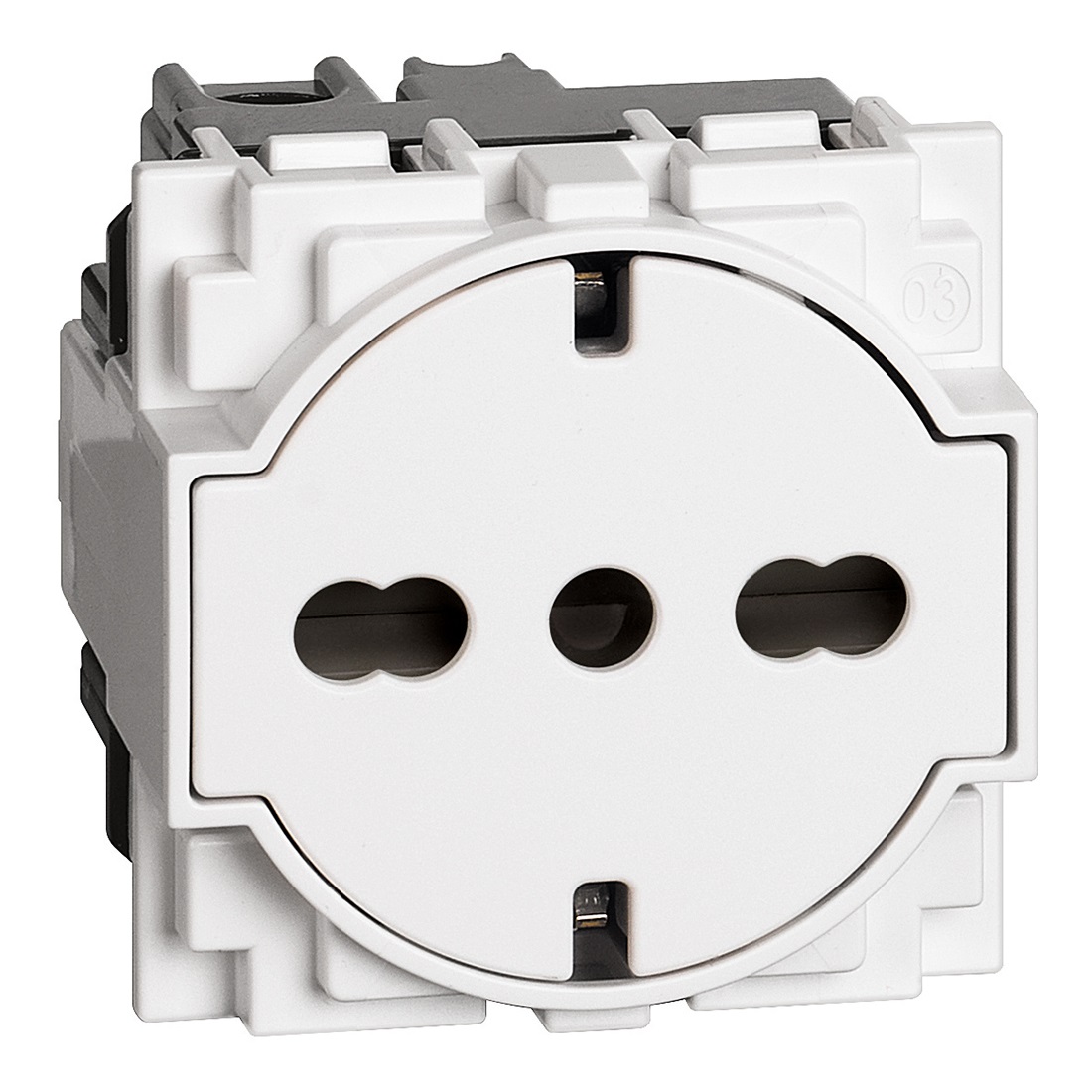 BTICINO KW4140A16F Presa Flat Schuko 16A Bianco - Standard Tedesco e Italiano, 2 Moduli