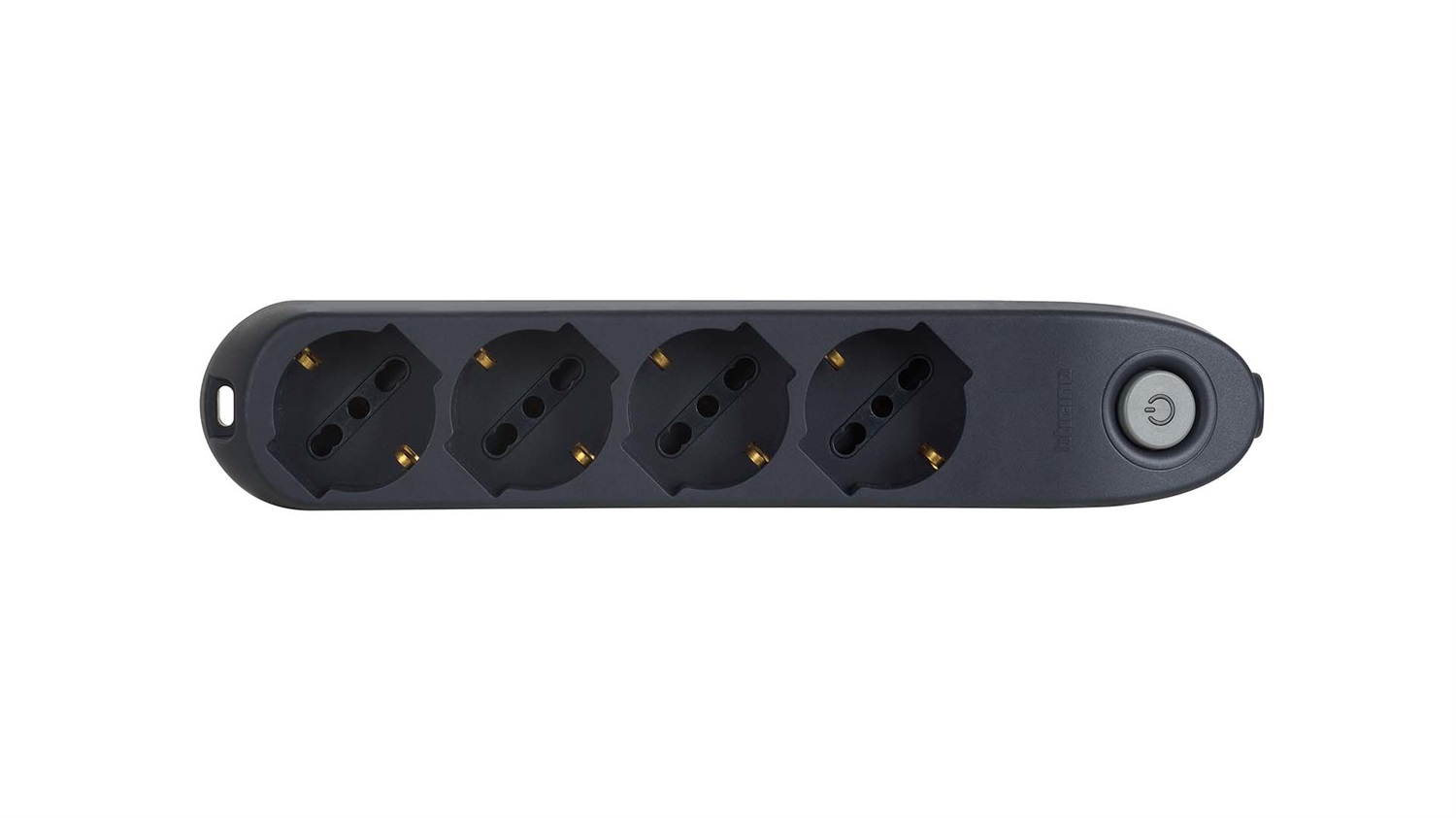 Bticino Poker Ciabatta Multipresa Elettrica 4 Prese Polivalenti (Schuko 10/16A e Bipasso) con Interruttore, Cavo 1,5m, Grigia, Design Angolato