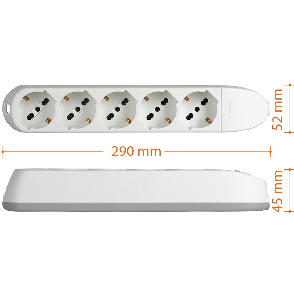 BTicino 3682D Ciabatta Multipresa Bianca con 5 Prese Universali Schuko e Bipasso, Salvaspazio e Professionale