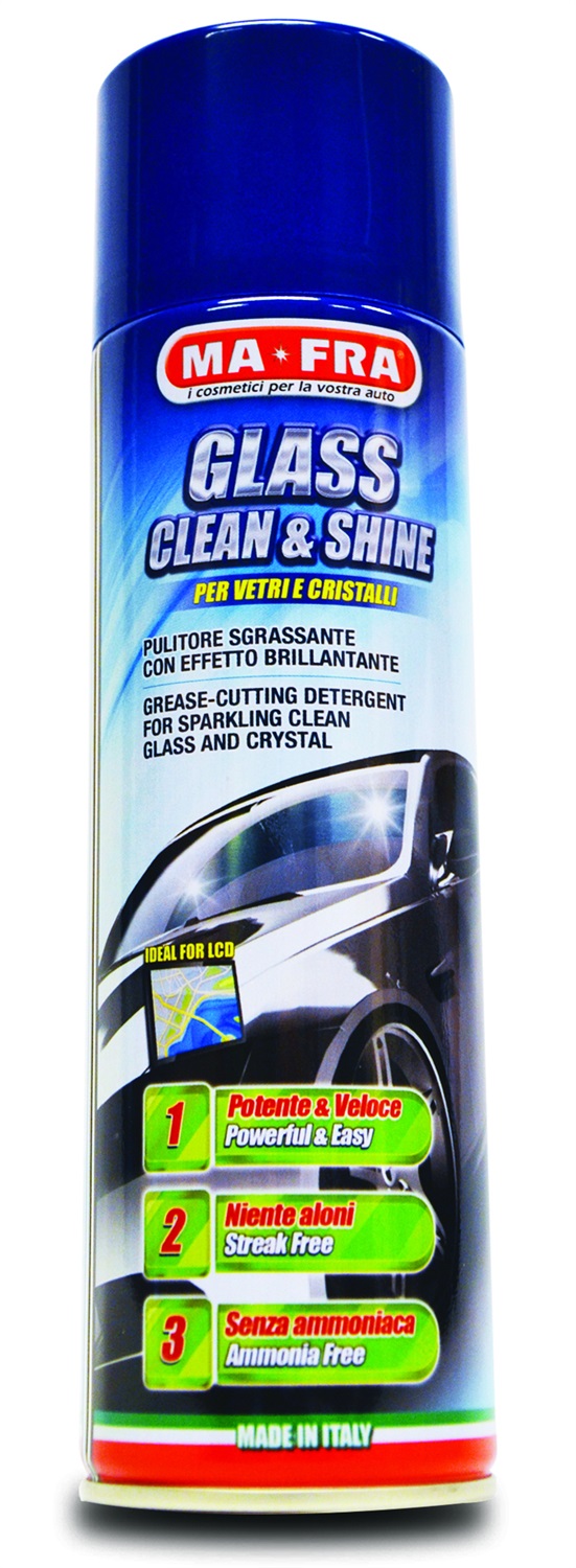 Ma-Fra Glass Clean & Shine 500ml - Pulitore Vetri Sgrassante, Non Lascia Aloni, Effetto Brillante, Adatto per Vetri e Cristalli