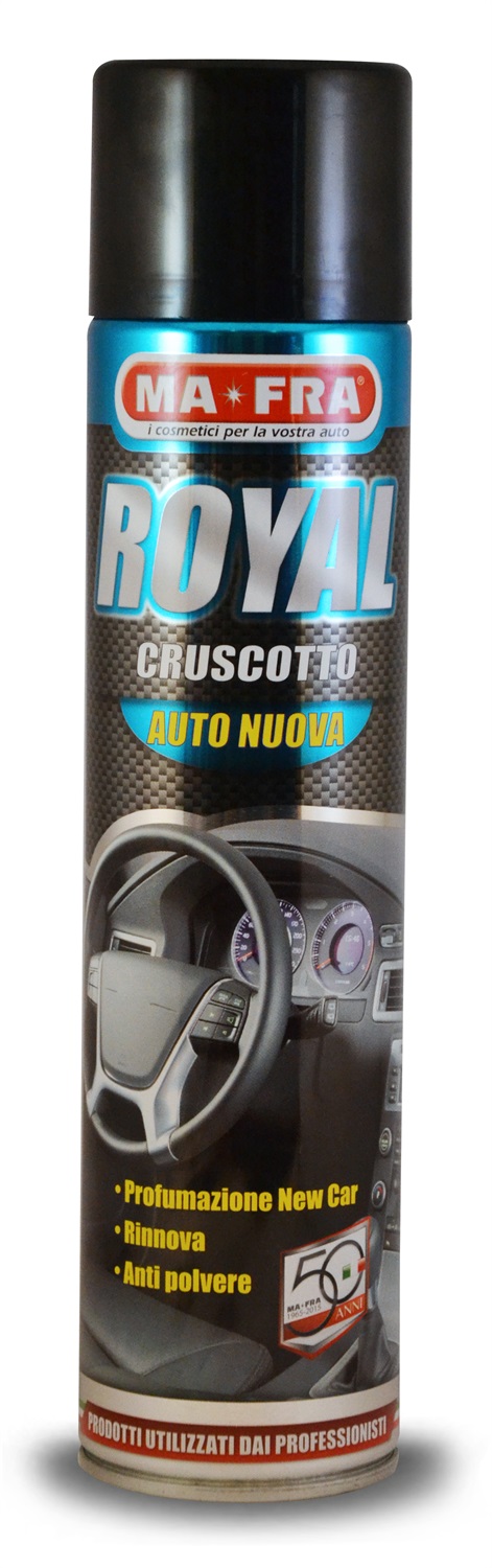 MAFRA Royal Cruscotti Spray Pulente 600ml - Rinnova e Protegge con Effetto Lucido e Barriera Antipolvere, Profumo Auto Nuova