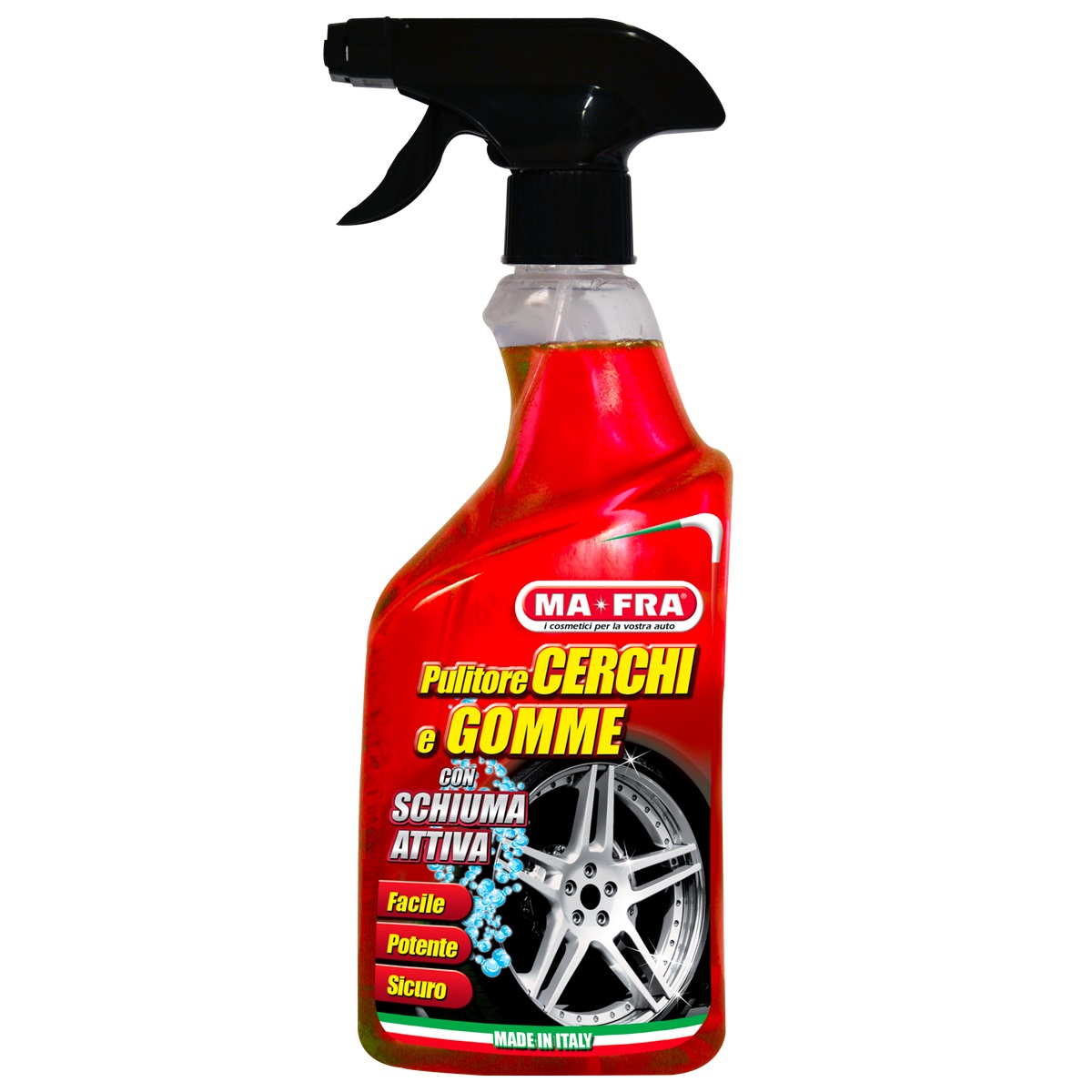 MA-FRA Pulitore Cerchi e Gomme 500ml - Alto Potere Sgrassante, Formula con Schiuma Attiva, Adatto a Tutti i Cerchi in Lega