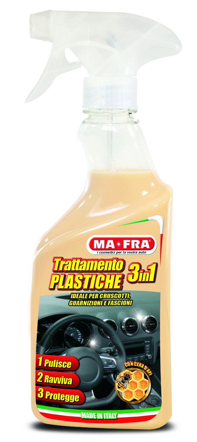 MA-FRA Trattamento Plastiche 3 in 1 500ml - Pulizia, Protezione con Cera d'Api, Effetto Antistatico