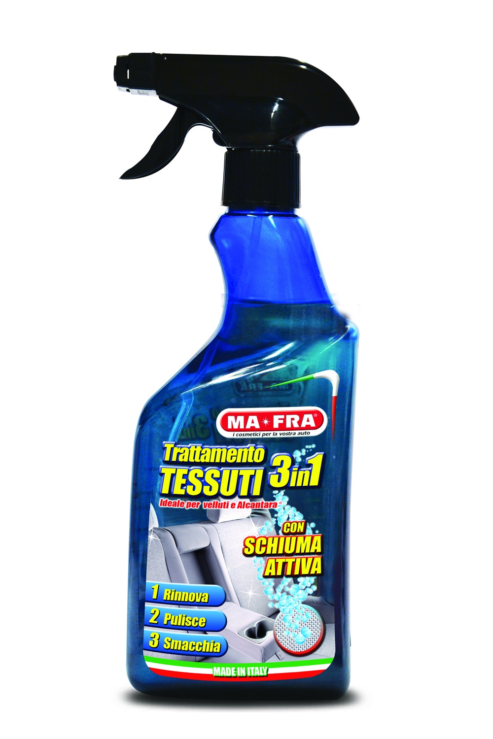 MA-FRA Trattamento Tessuti 3 in 1 500ml - Deterge, Rinnova e Ravviva Tessuti e Alcantara, Elimina Macchie e Cattivi Odori