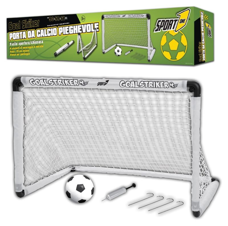 Mandelli Goal Striker - Porta da Calcio Pieghevole 90 x 59 x 61 cm con Palla e Pompa Inclusa