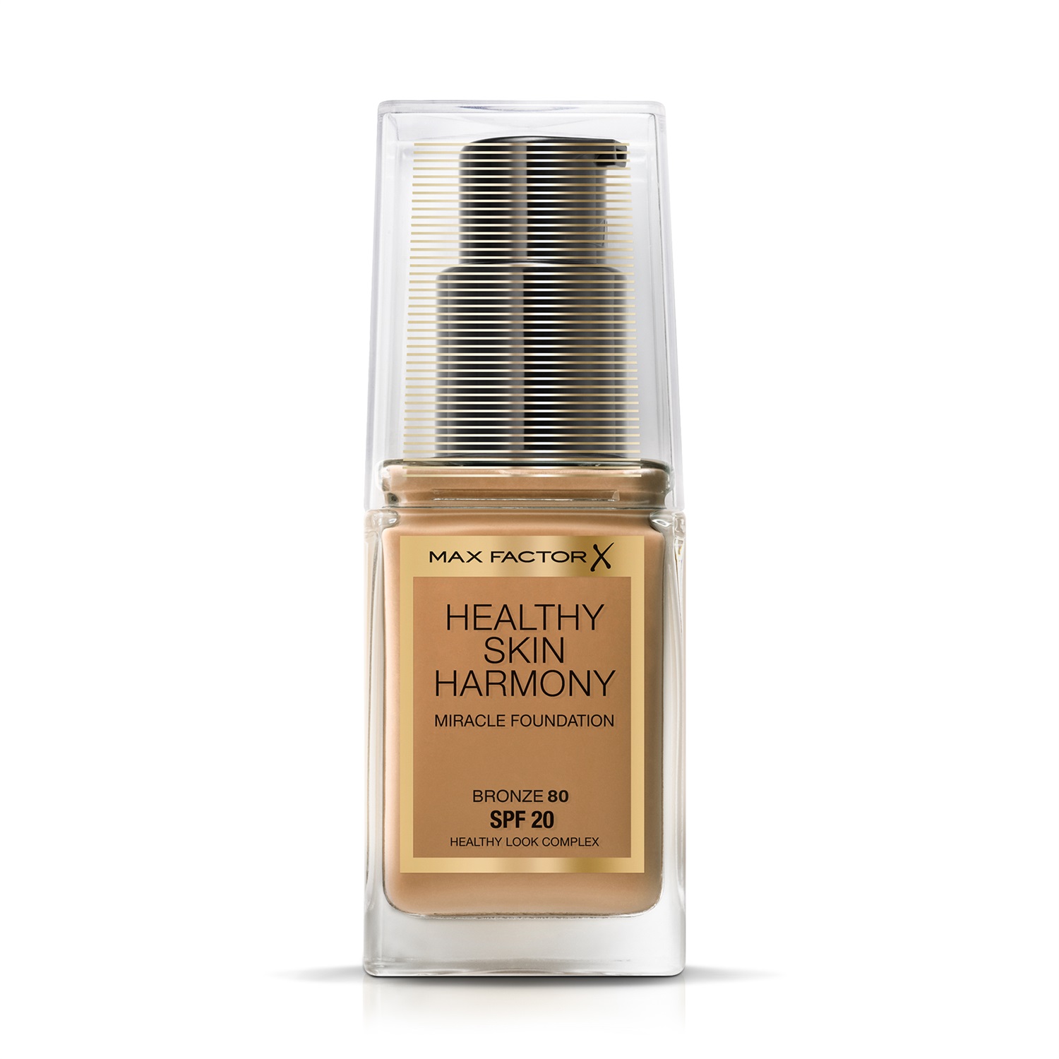 Max Factor Healthy Skin Harmony Fondotinta Liquido 80 Bronze - Formula Idratante a Lunga Durata con SPF 20, 30 ml