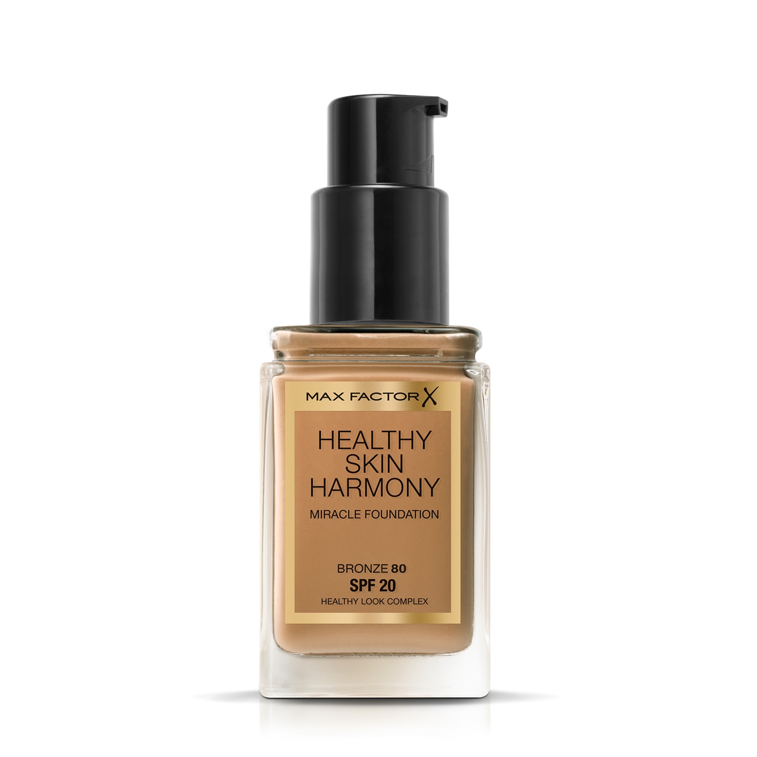 Max Factor Healthy Skin Harmony Fondotinta Liquido 80 Bronze - Formula Idratante a Lunga Durata con SPF 20, 30 ml