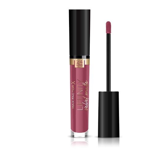 Max Factor Lipfinity Velvet Matte 005 Matte Merlot, Rossetto Liquido Opaco 4ml, Idratante e Waterproof con Tenuta 24 Ore