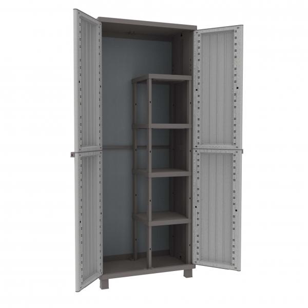 Terry Armadio JWood 368 - 2 Ante - PPL Effetto Legno - 68 x 37,5 x 170 cm - Grigio Tortora