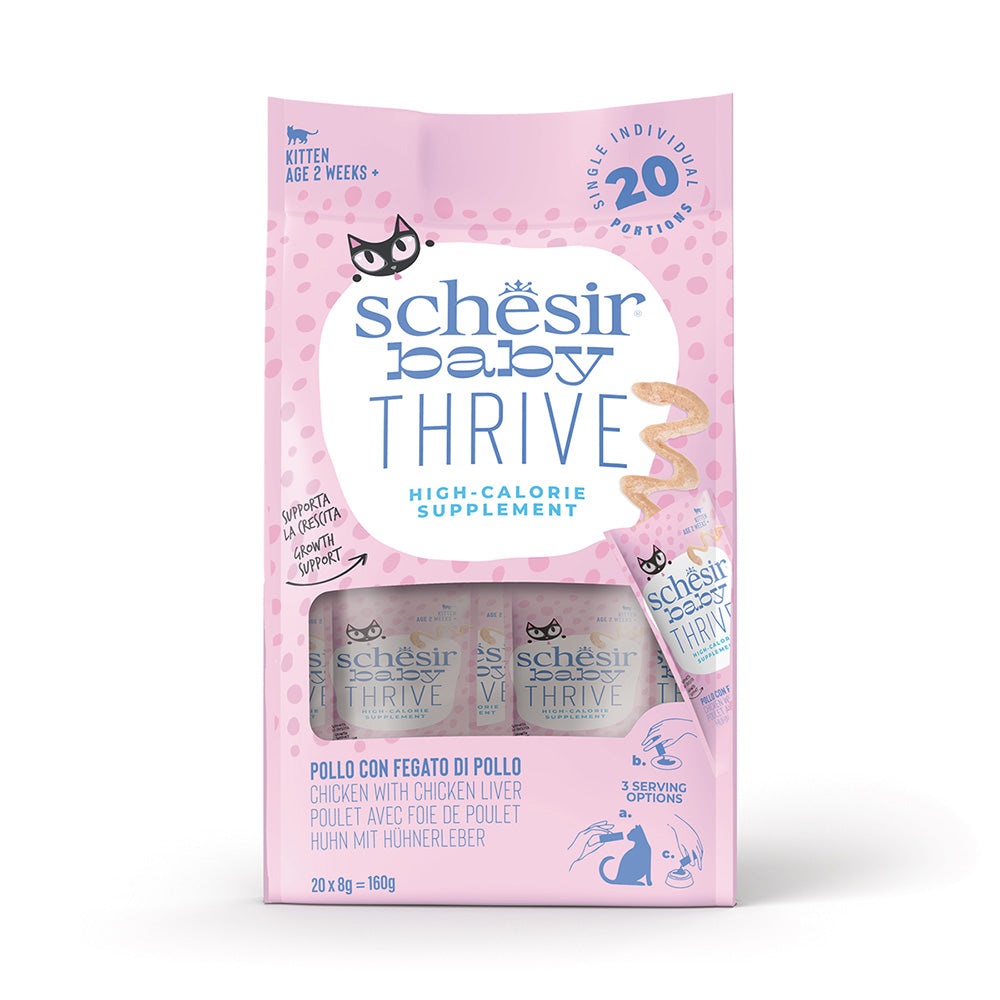 Schesir Baby Thrive Mousse Pollo con Fegato di Pollo per Gattini - 20 buste da 8 g