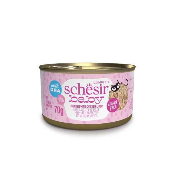 Schesir Baby Filetti in Brodo Pollo e Fegato per Kitten - Alimento Umido Completo 70 g