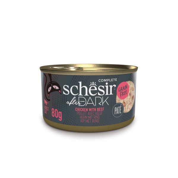 Schesir After Dark Filetti in Brodo di Pollo e Manzo - Alimento Umido Completo per Gatti Adulti - 80 g