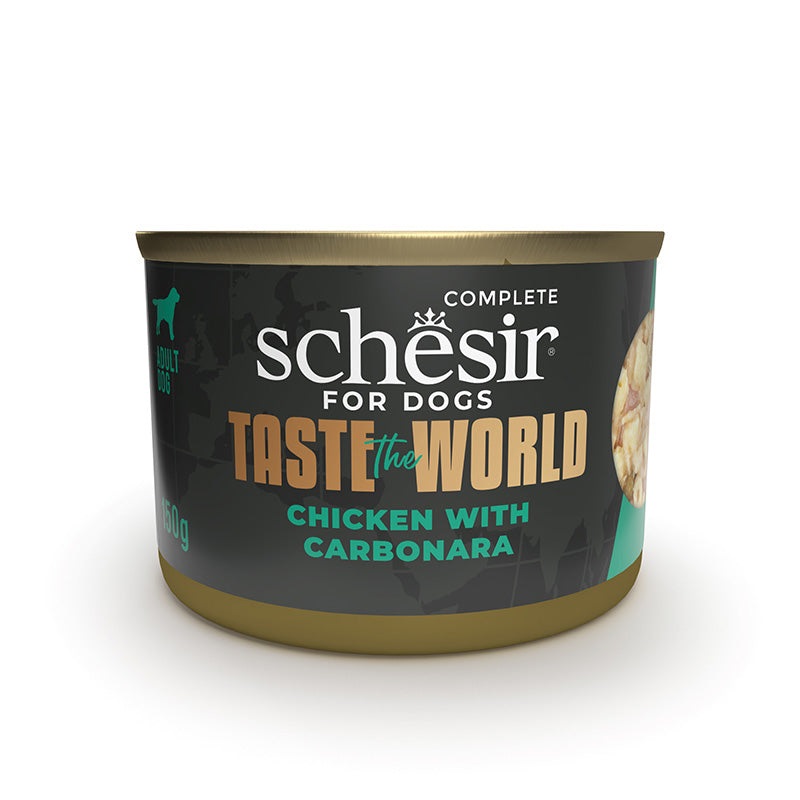 Schesir Taste The World Pollo con Carbonara - Alimento Umido Completo per Cani Adulti - 150 g