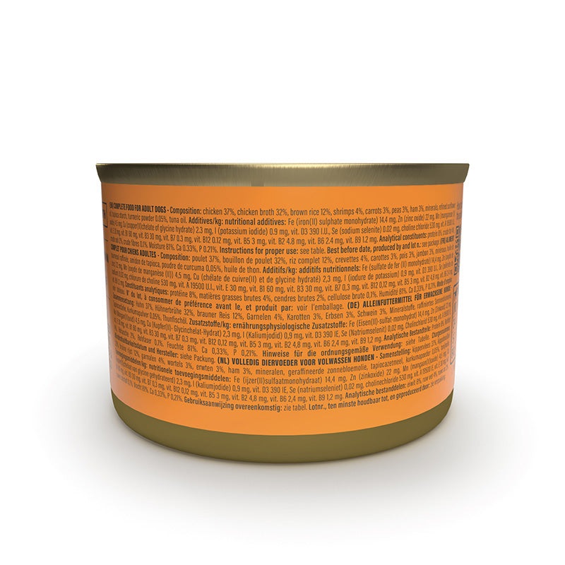 Schesir Taste the World - Alimento Umido per Cani Adulti con Pollo, Riso Integrale, Gamberi e Prosciutto - 150 g