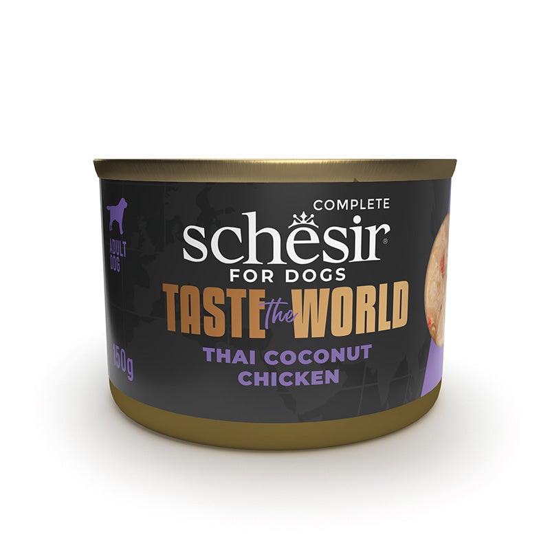 Schesir Taste The World Pollo Thai Coconut - Alimento Umido Completo per Cani Adulti - 150 g