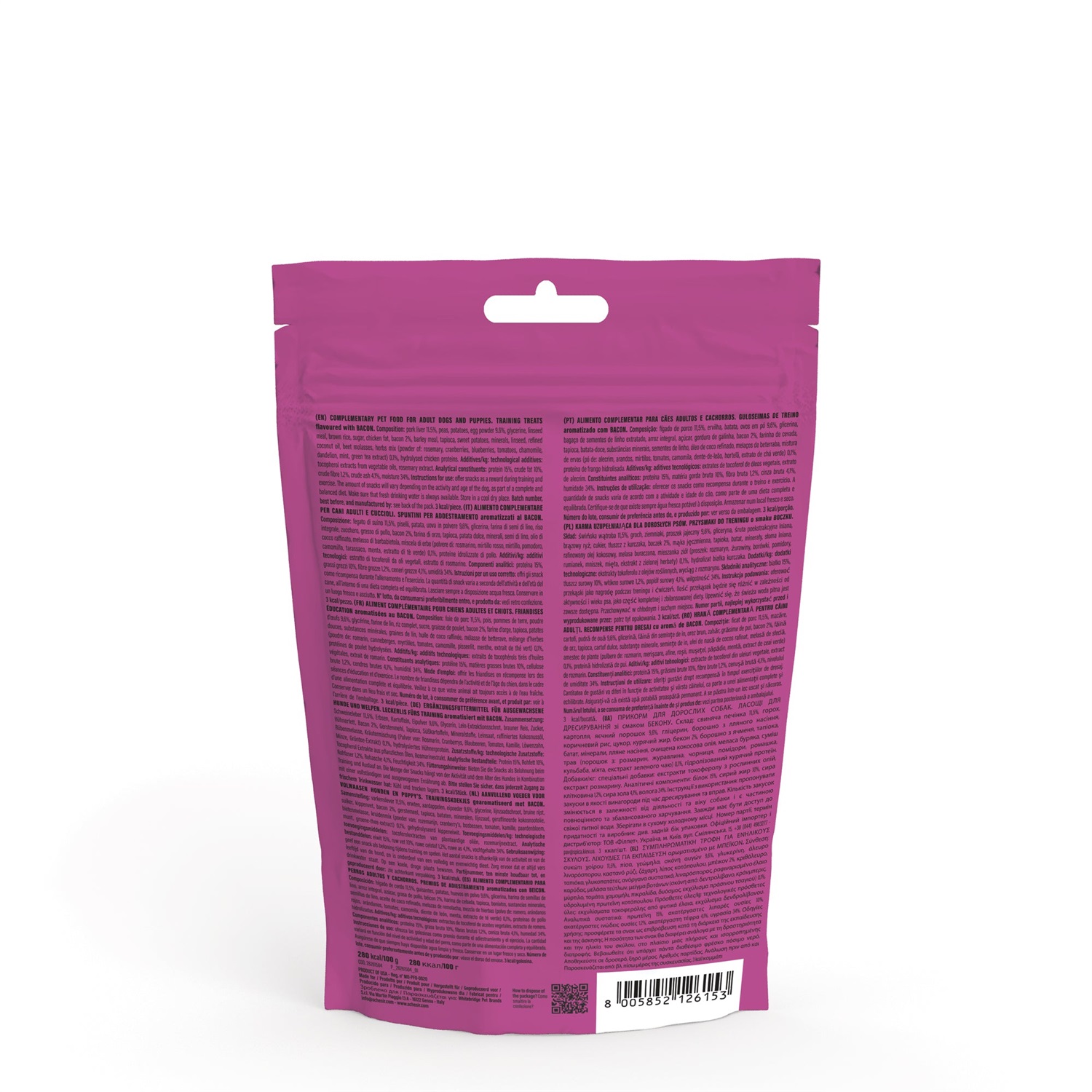 Schesir Snack Trainers al Bacon - Snack morbidi per cani - 113 g - Ideali per addestramento