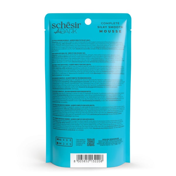 Schesir After Dark Velvet Mousse - Cibo Umido Completo per Gatti Adulti, Gusto Pollo e Uova di Quaglia, 80 g