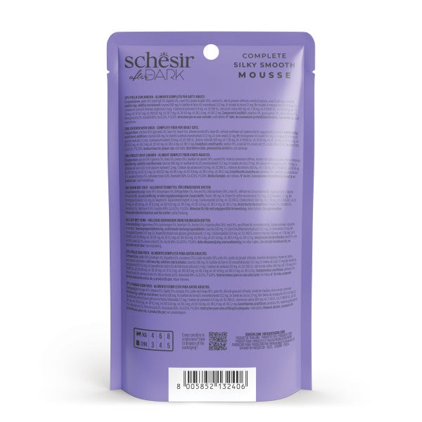 Schesir After Dark Velvet Mousse Pollo e Anatra - Cibo Umido Completo per Gatti Adulti - 80 g