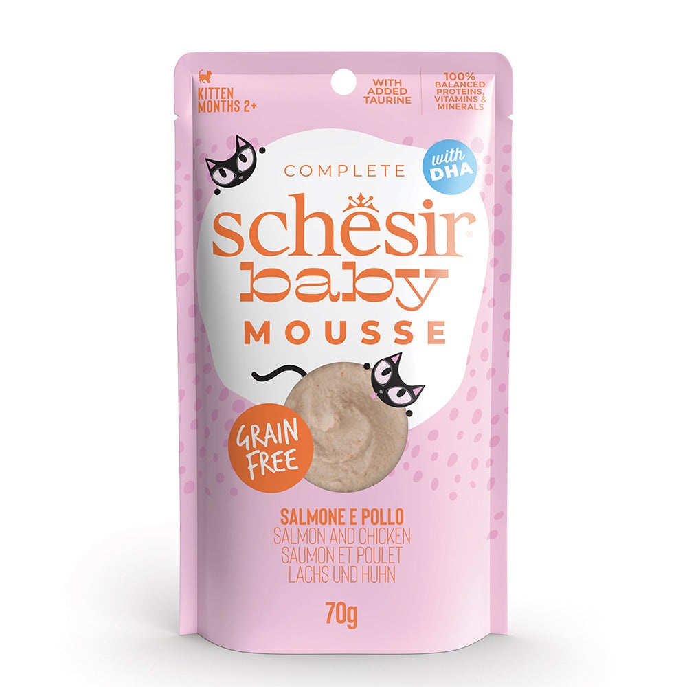 Schesir Baby Mousse Salmone e Pollo per Kitten - Alimento Completo 70 g