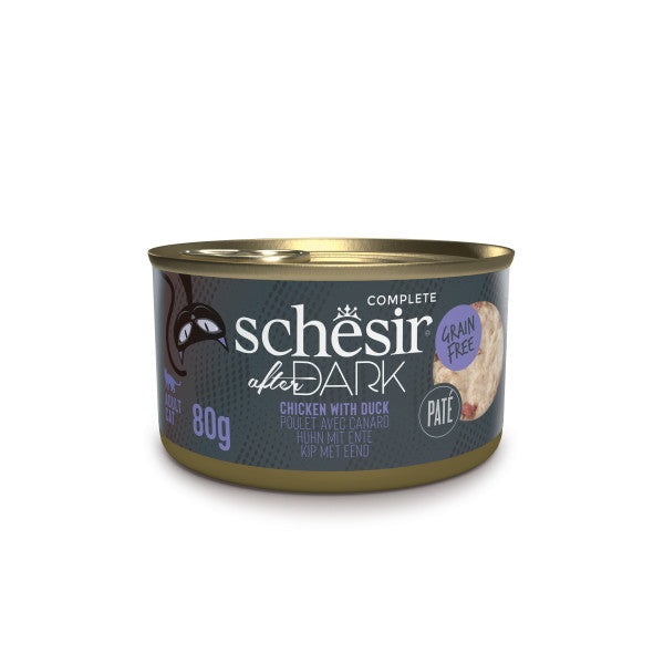Schesir After Dark Paté di Pollo e Anatra - 80 g - Alimento Umido Completo per Gatti Adulti, Ricco in Proteine e Grain Free