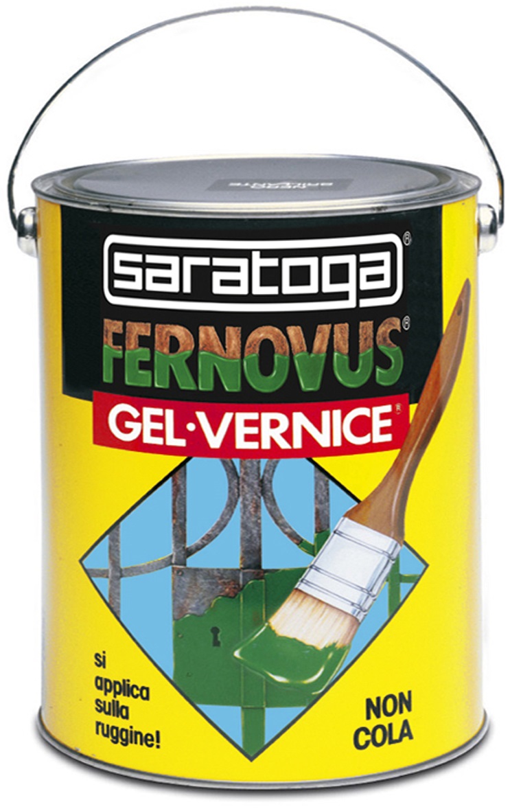 Saratoga Smalto Antiruggine Fernovus Gel 2500 ml Nero Brillante - Pronto all'uso per Superfici Metalliche