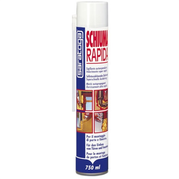 Saratoga Schiuma Poliuretanica Rapida Manuale 750 ml - Autoespandente, Monocomponente, Isolante e Sigillante