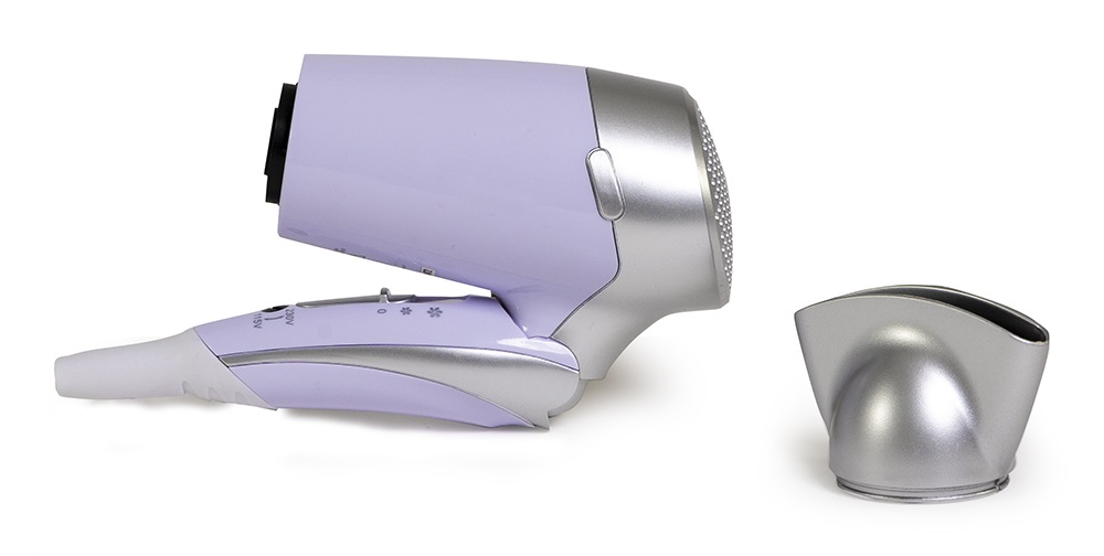 Melchioni Family Asciugacapelli da Viaggio Handy Style 1200 W, Manico Pieghevole, Doppia Alimentazione, 2 Temperature