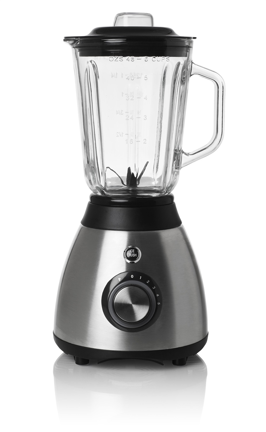 Melchioni Frullo Glass Frullatore Elettrico 600W con Caraffa in Vetro da 1,5L, 6 Lame in Acciaio Inossidabile, 5 Velocità e Funzione Pulse, Nero/Acciaio