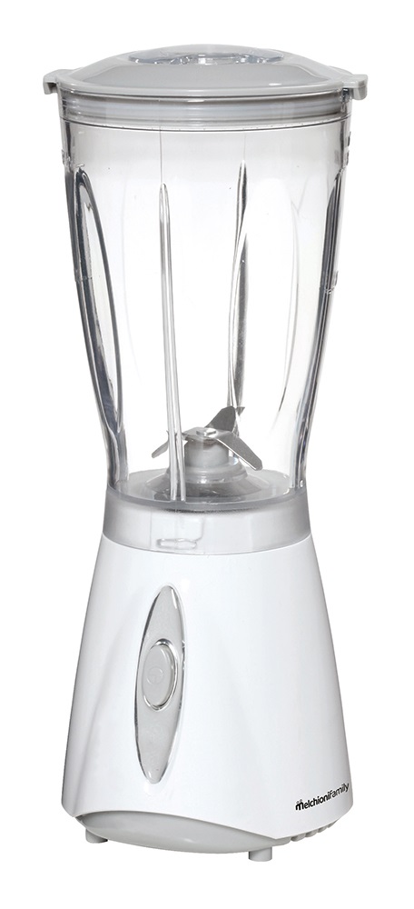 Melchioni 118420211 Frullatore Elettrico 0,5 L 180 W con 4 Lame in Acciaio e Tappo Dosatore - Colori Grigio, Trasparente e Bianco