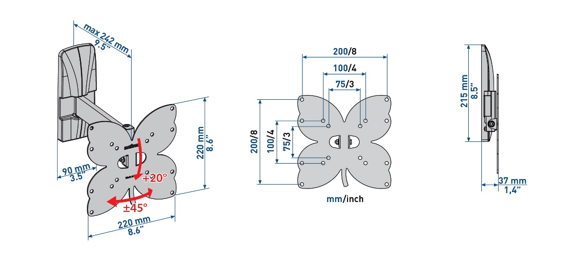 Meliconi Slimstyle Plus 200SR Supporto TV Ultra Sottile da Parete per TV da 26