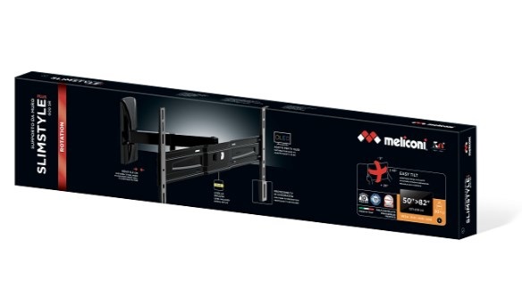 Meliconi SlimStyle Plus 600 SR - Supporto da Parete Ultra Sottile per TV 50''-82'', Orientabile, VESA 300-400-600, Colore Nero