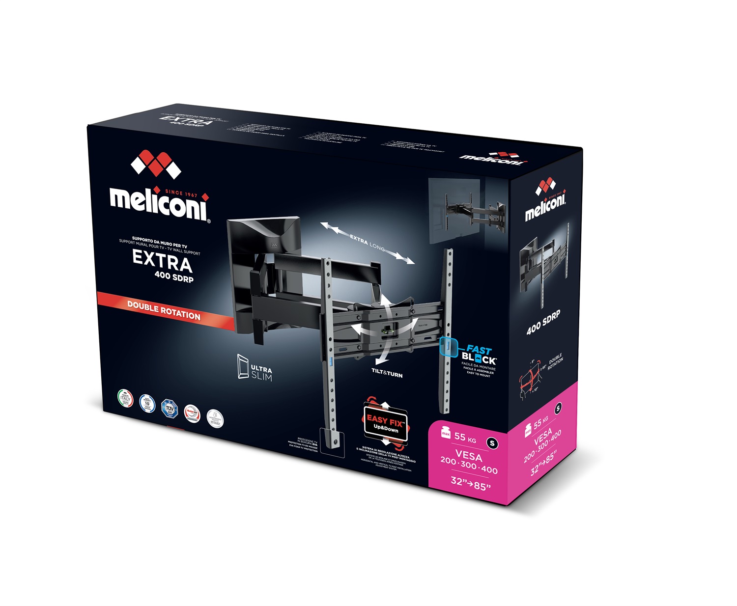 Meliconi Extra 400SDRP Plus Supporto TV da Parete Regolabile 32-85