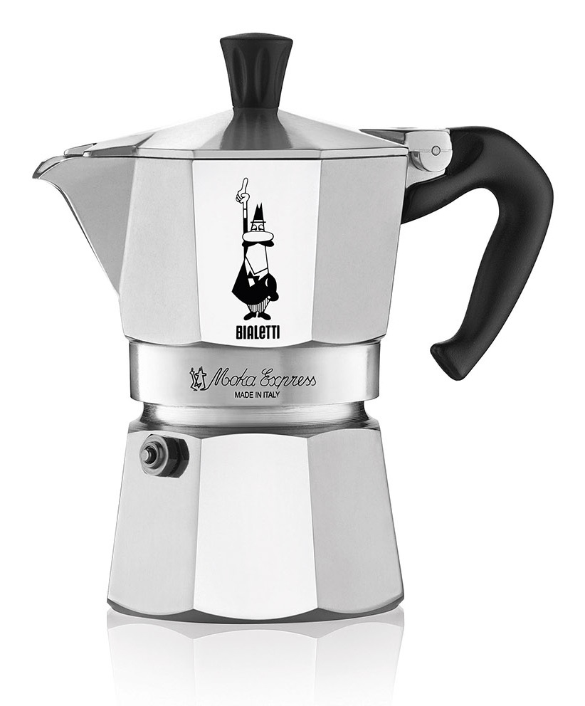 Bialetti Moka Express Caffettiera 3 Tazze in Alluminio con Manico Anti Scottatura