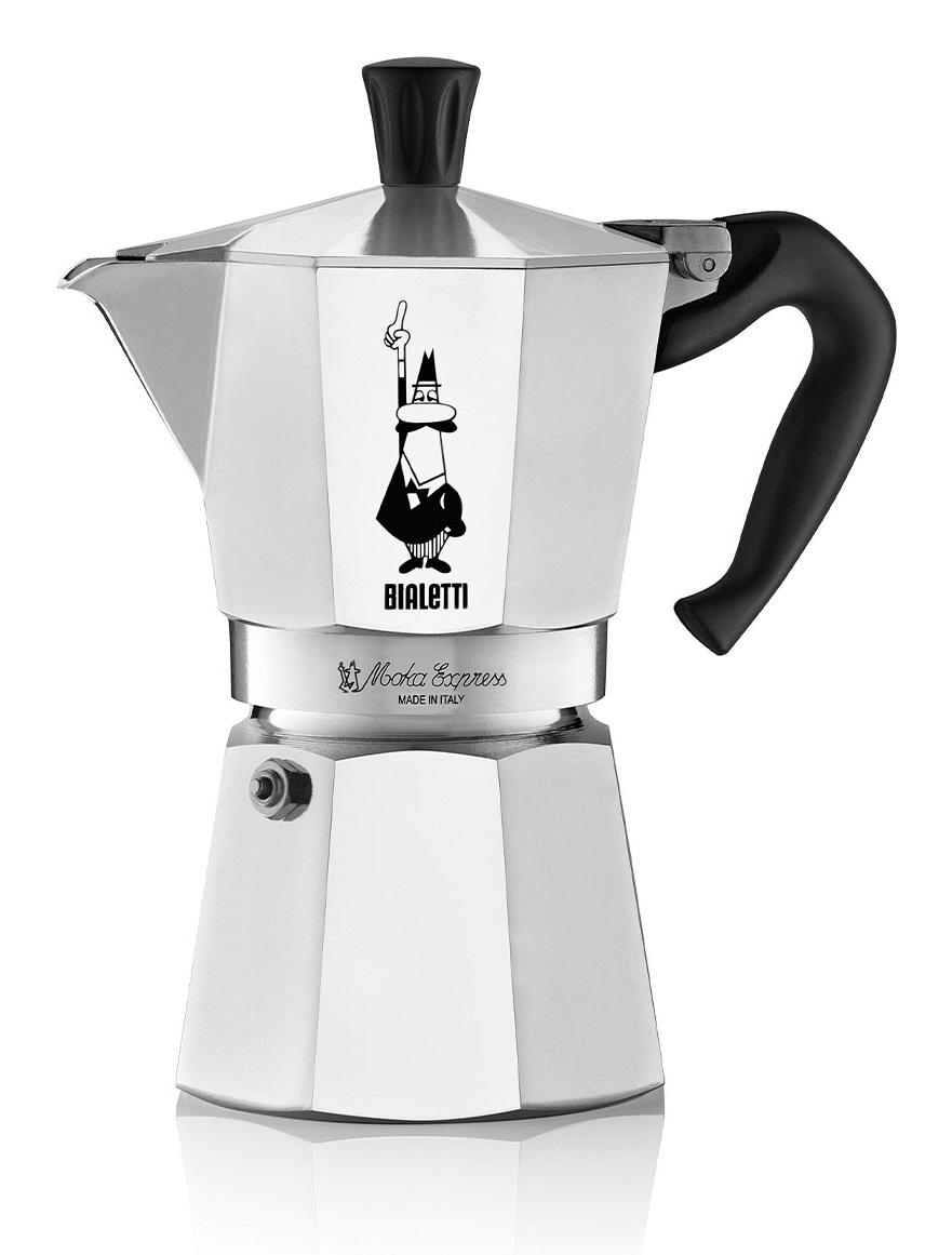 Bialetti Moka Express Caffettiera 6 Tazze in Alluminio con Manico Anti Scottatura