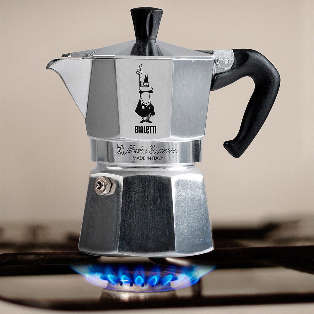 Bialetti Caffettiera Moka Express 18 Tazze in Alluminio con Manico Anti Scottatura - Non adatta a Induzione
