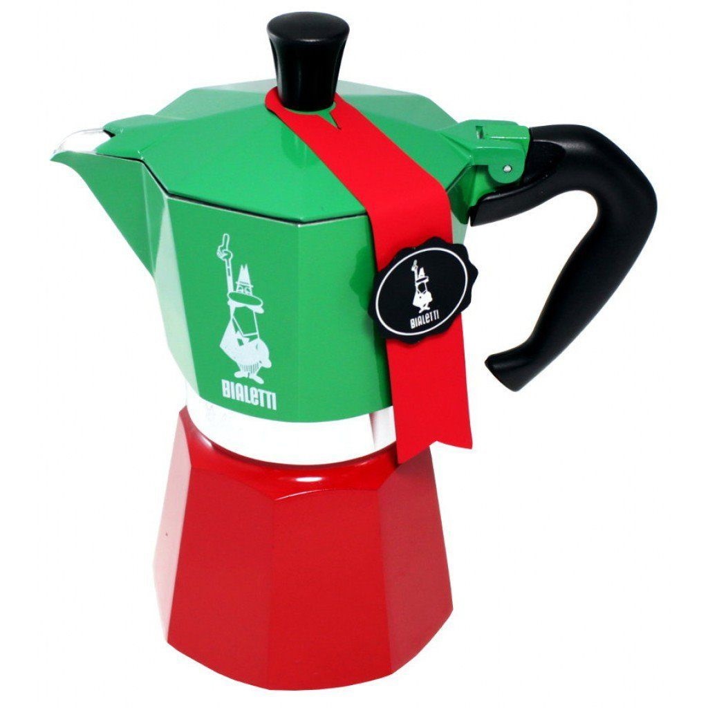 Bialetti Moka Express Tricolore - Caffettiera 6 Tazze in Alluminio con Manico Anti Scottatura