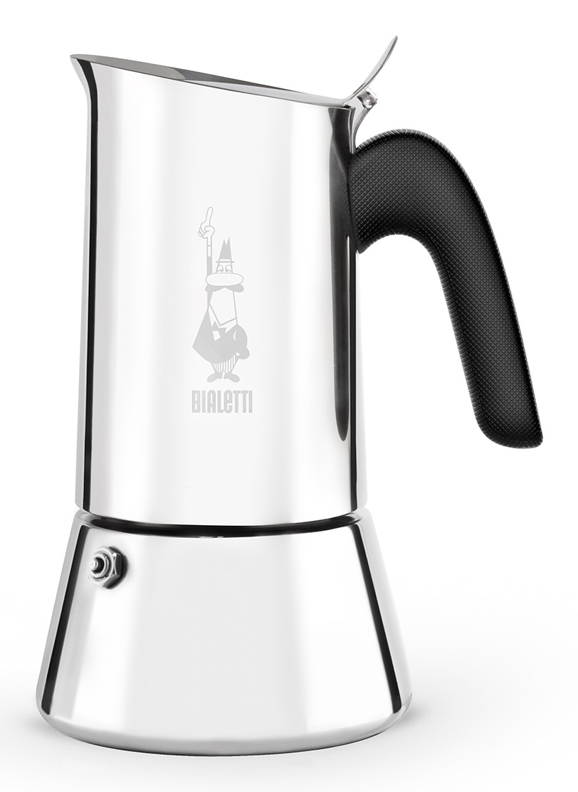 Bialetti Caffettiera New Venus Induction - 6 Tazze, Acciaio Inox 18/10, Manico Anti Scottatura, Adatta a Induzione, Argento