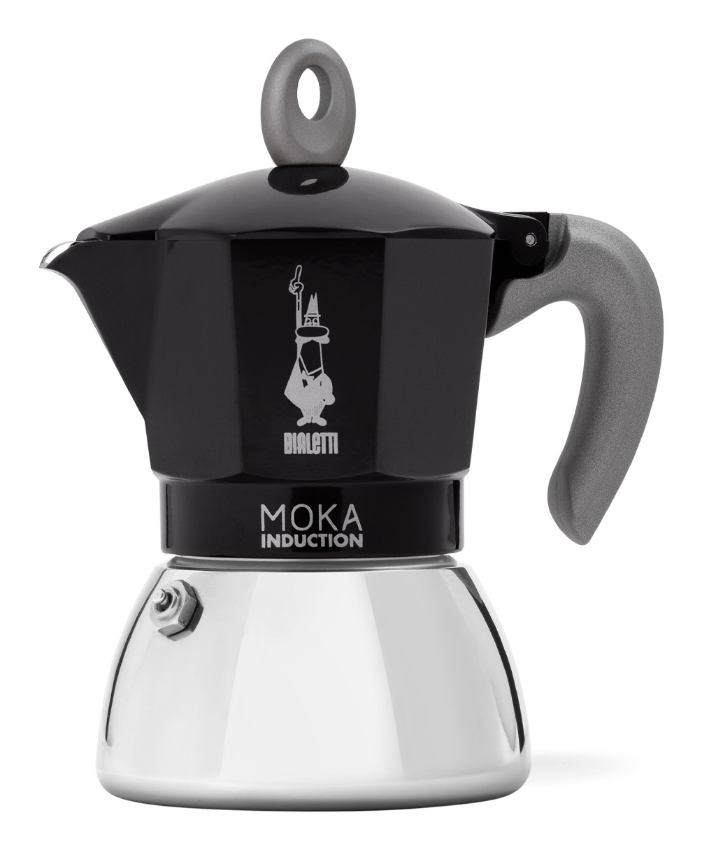 Bialetti Moka Induction 6 Tazze Nera - Caffettiera in Alluminio e Acciaio per Piani Cottura a Induzione