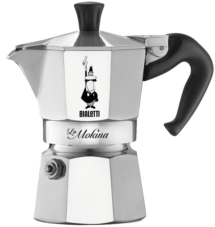 Bialetti Caffettiera Mokina 1/2 Tazza - Moka in Alluminio e Acciaio Inox, Capacità 0,4 L