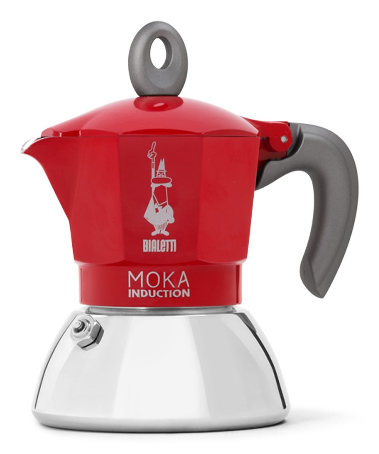 Bialetti Caffettiera Moka Induction 2 Tazze (100 ml) Rossa - Adatta a Tutti i Piani Cottura