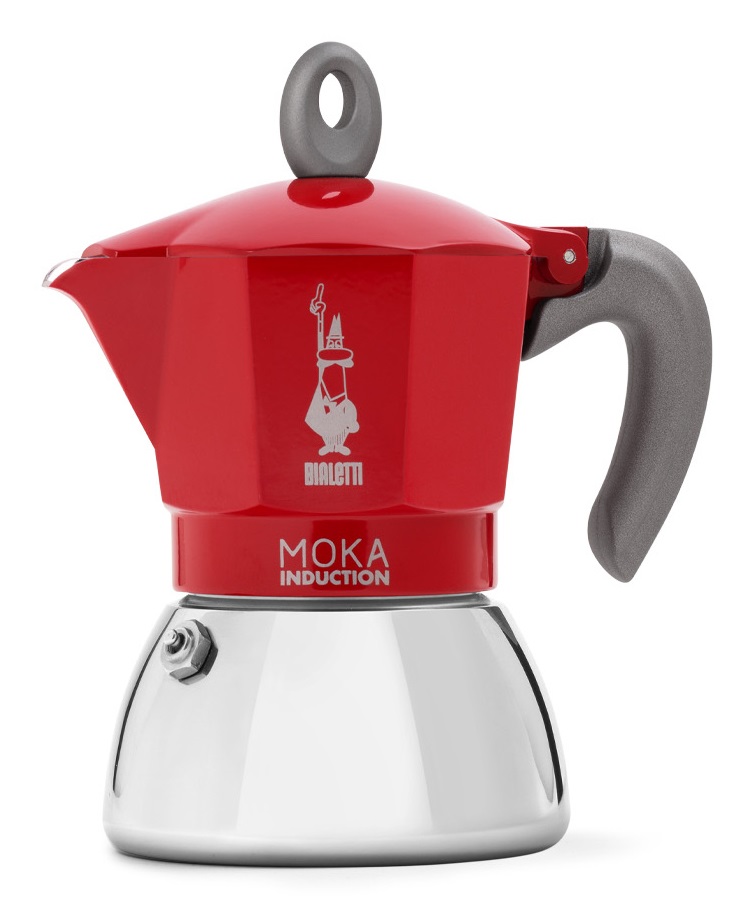 Bialetti Caffettiera Moka Induction 6 Tazze (280ml) Rossa, Adatta a Piani Cottura Induzione, Design Elegante