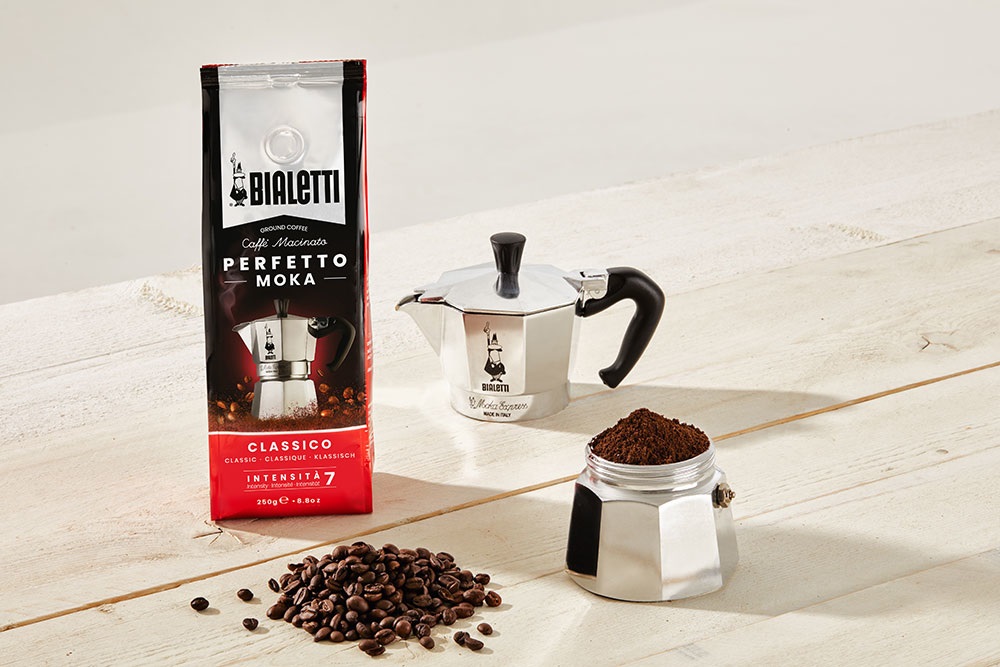 Bialetti Perfetto Moka Caffè Macinato Gusto Cioccolato 250 g - Intensità 8, Tostatura Media