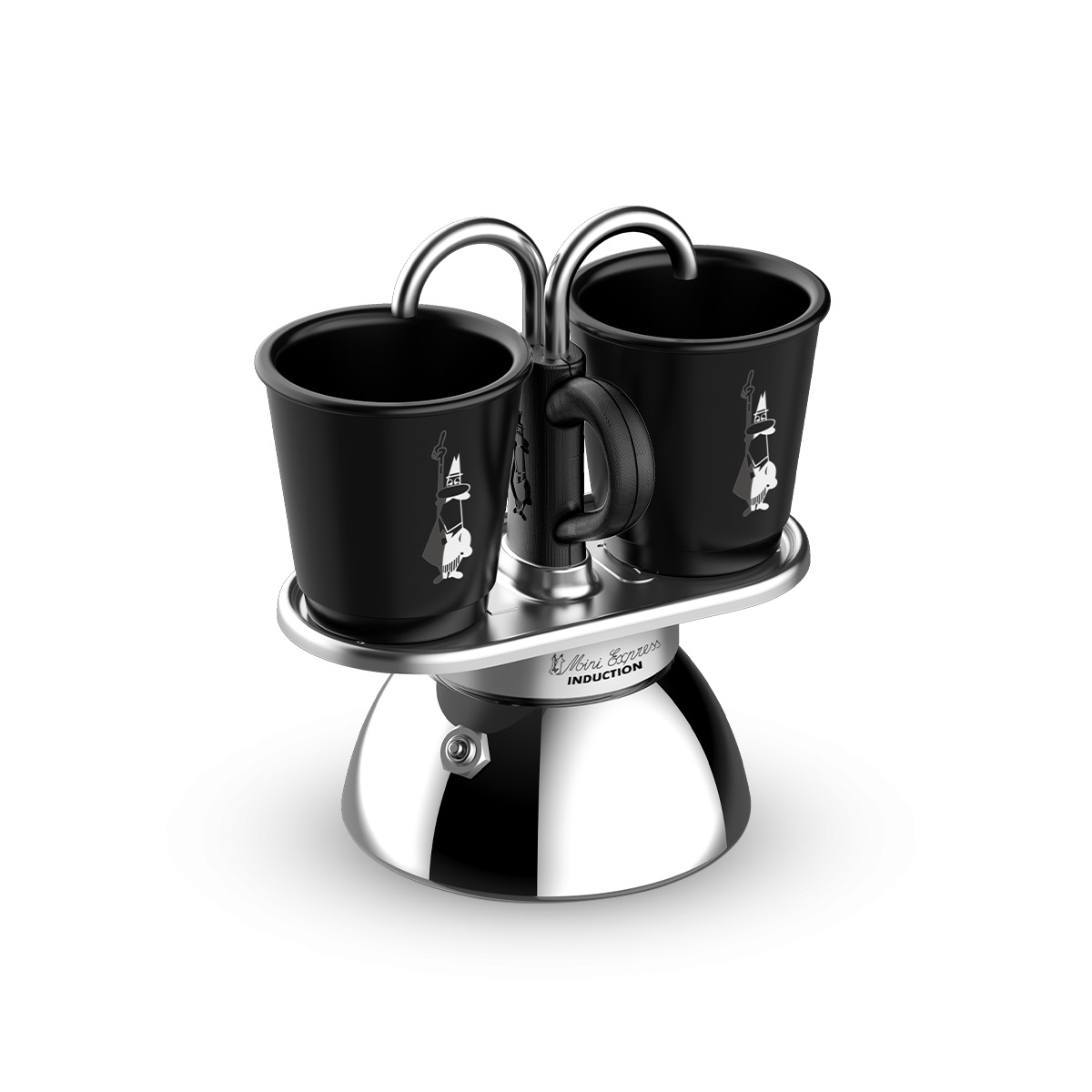 Bialetti Mini Express Induction Caffettiera in Alluminio Nero per 2 Tazze