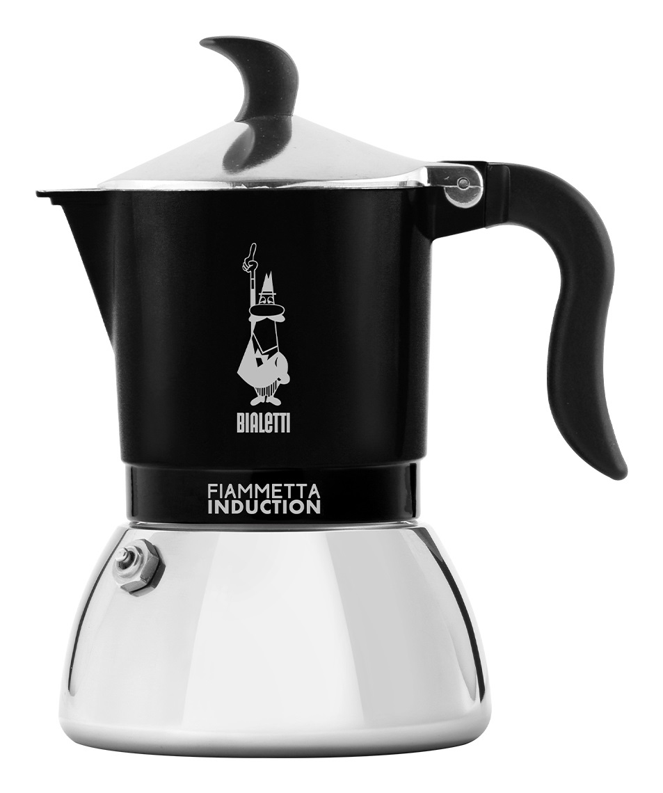 Bialetti Fiammetta Induction Caffettiera 4 Tazze, 0,18 L, Nero, Acciaio inox e Alluminio