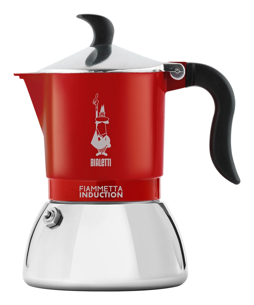 Bialetti Fiammetta Induction Caffettiera 2 Tazze 0,13 L Rosso in Acciaio Inox e Alluminio