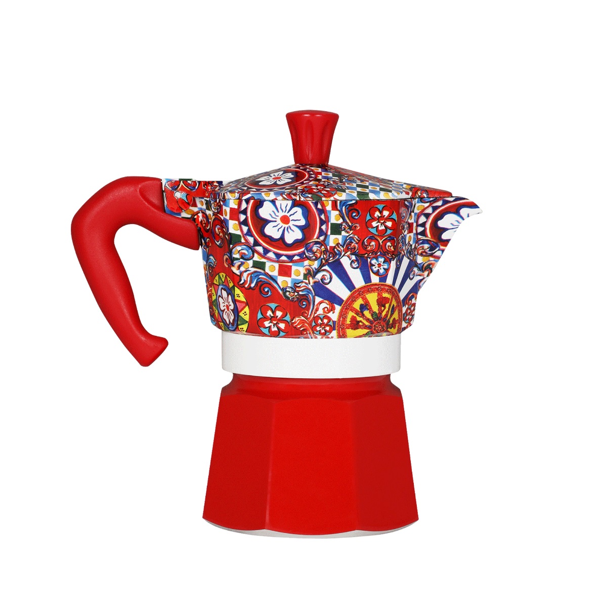 Bialetti Moka Express 3 Tazze Dolce&Gabbana - Caffettiera Moka in Alluminio e Termoplastica, Blu, Rosso, Bianco