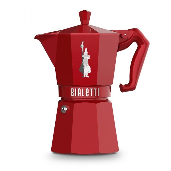 Bialetti Moka Exclusive 6 Tazze Rosso - Caffettiera in Alluminio con Design Vintage e Guarnizione in Silicone
