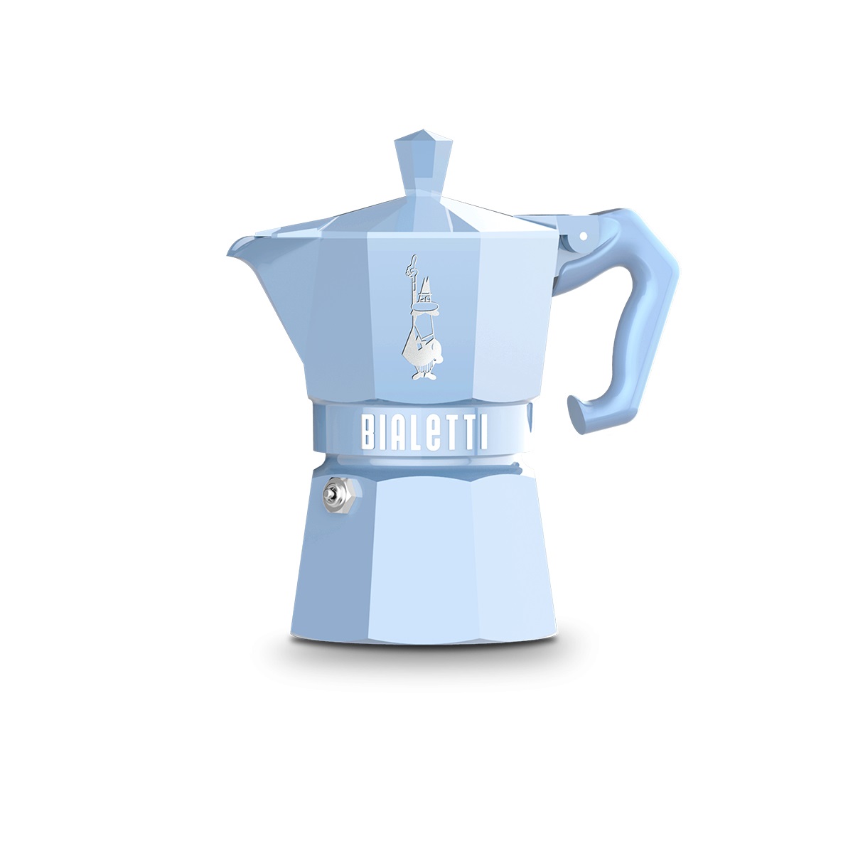Bialetti Moka Exclusive 3 Tazze Light Blue - Caffettiera in Alluminio con Design Vintage e Guarnizione in Silicone